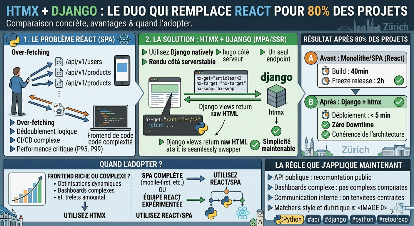 htmx + Django : le duo qui remplace React pour 80% des projets