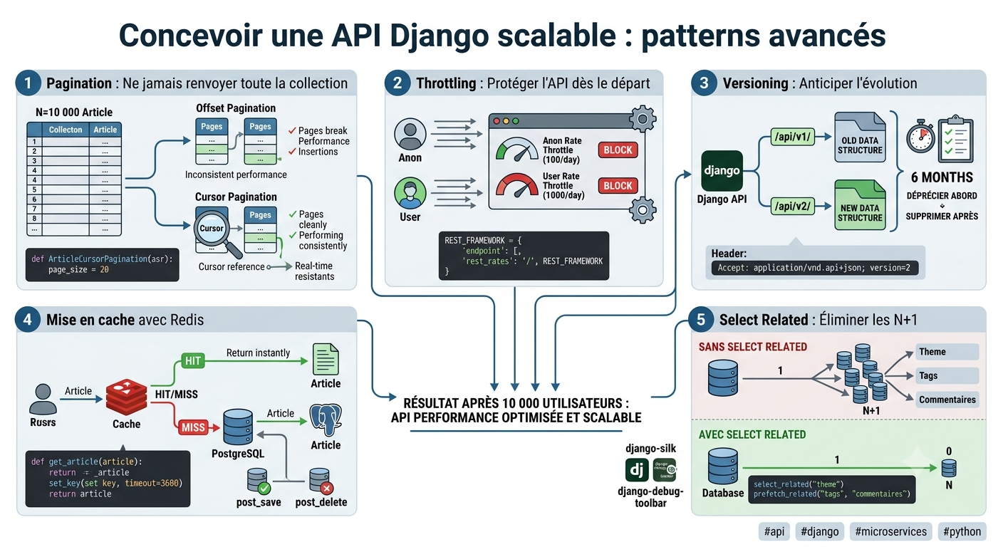 Concevoir une API Django scalable : patterns avancés